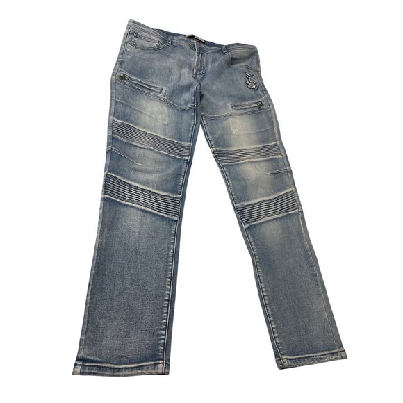 BKYS Lucky Charm Mens Embroidered Denim Jeans Size 40x32 - Picture 1 of 15